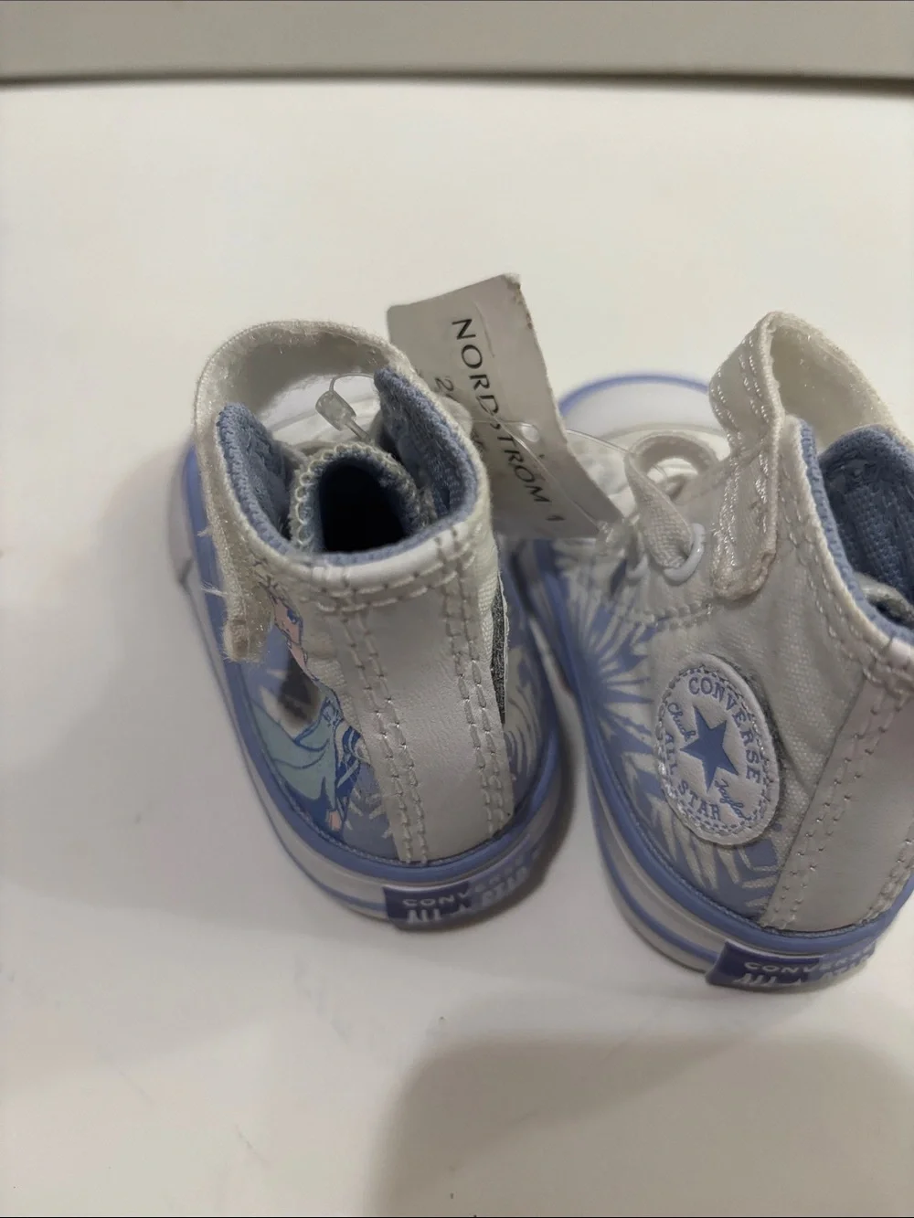 Converse Kids High-Top Sneakers in Light Blue and White with Floral Accent
